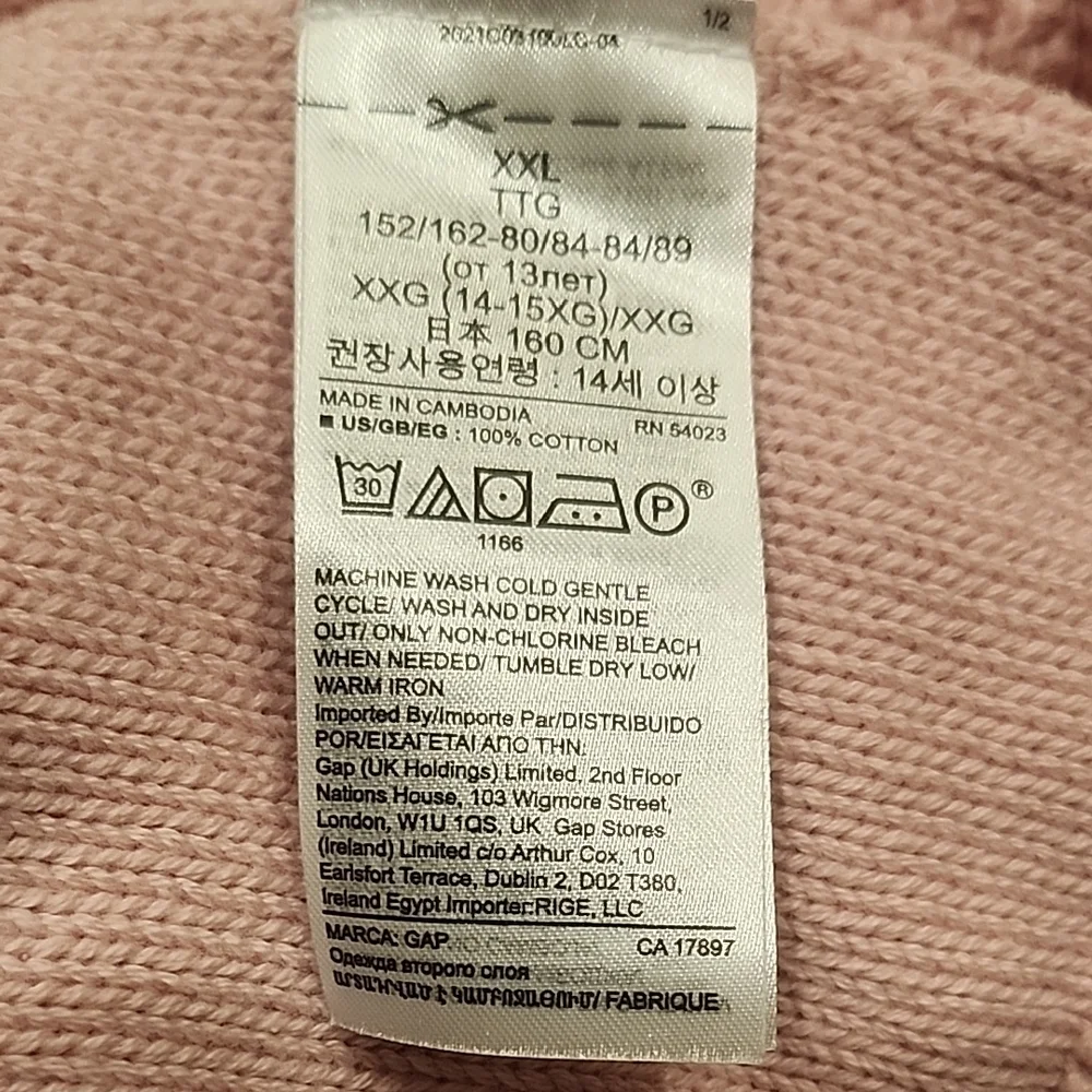 GAP Cotton  Kids Light Pink Knit Sweater
